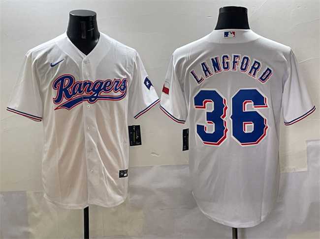 Men%27s Texas Rangers #36 Wyatt Langford White Cool Base Stitched Jersey->texas rangers->MLB Jersey
